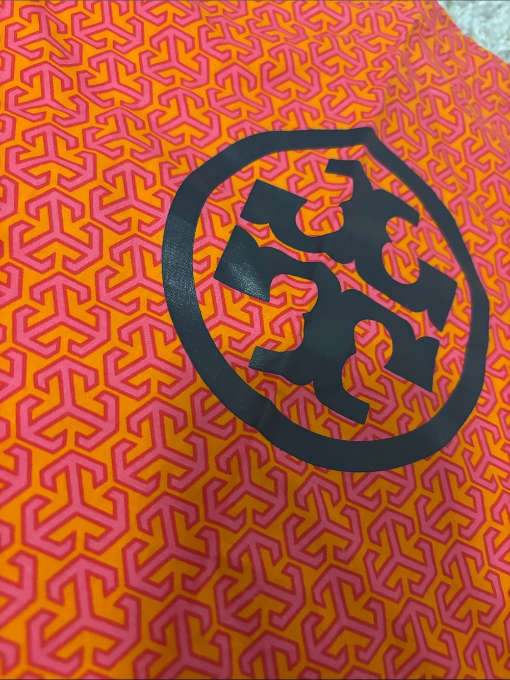 Tory Burch Orange and Black Logo Drawstring Pouch - Picture 2 of 10